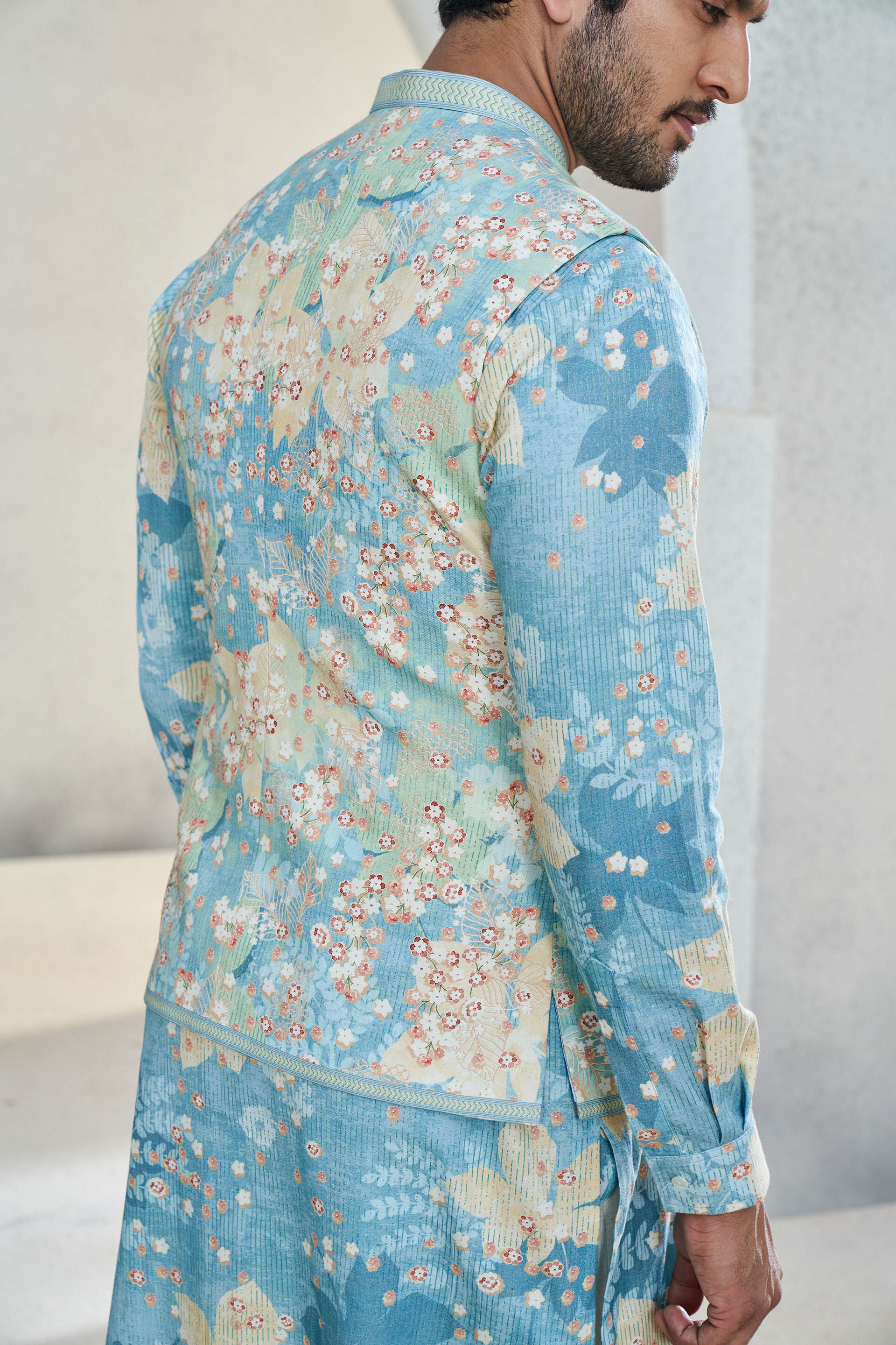 Sky blue nehru jacket online
